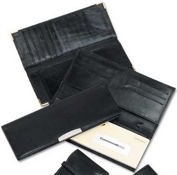 Deluxe Leather Cheque Book Wallet With Gold Corners