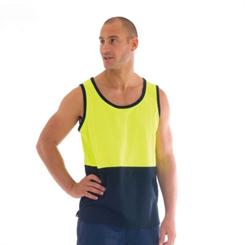 - Hivis Cotton Back Two Tone Singlet &gt; 185 Gsm