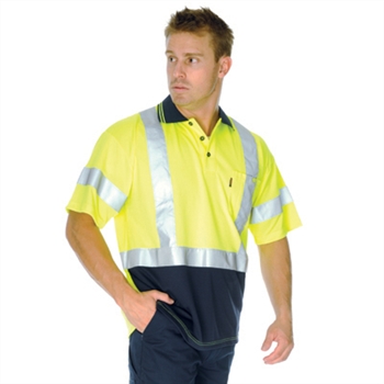 - Hivis D/N Cool Breathe Polo Shirt With Cross Back R/Tape - Short Sleeve