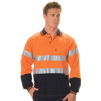 -Hivis Cool-Breeze Cotton Jersey Polo With 3M Reflective Tape, L/S &gt; 200 Gsm Comb Cotton Jersey