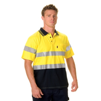 -Hivis Cool-Breeze Cotton Jersey Polo With 3M Reflective Tape, S/S &gt; 200 Gsm Comb Cotton Jersey