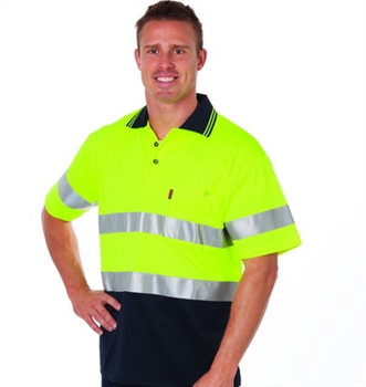-Hivis Cotton Back Polo W/Generic Ref. Tape Short Sleeve