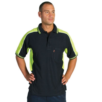 -Polyester Cotton Panel Polo Shirt, Short Sleeve