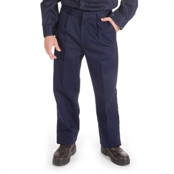 -Polyester Cotton Pleat Front Work Trousers &gt; 225 Gsm