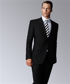 European Fit Modern Suit In Jet Black