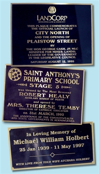 REVERSE BRASS PLAQUES