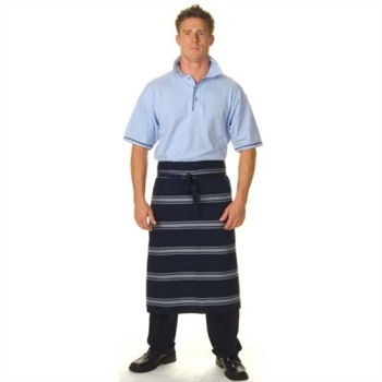 -Blue &amp; White Stripe 3/4 Apron No Pocket