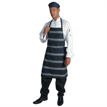 -Blue &amp; White Stripe Full Bib Apron