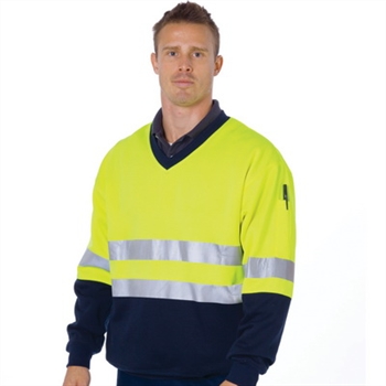 -Hivis Fleecy Sweat Shirt W/Generic Ref. Tape V-Neck