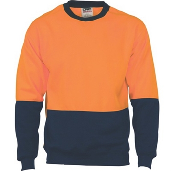 -Hivis Two Tone Fleecy Sweat Shirt, Crew Neck