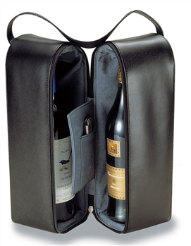 Insulated Two Bottle Leather Wine Carrier