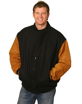 , Bomber Jacket With Imitation Suede Sleeve