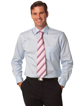 Mens Self Stripe Long Sleeve Shirt