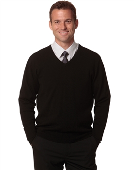 Mens V-Neck Long Sleeves Jumper